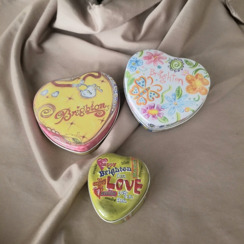 Set of 3 Heart Shaped Brighton Jewelry Boxes
